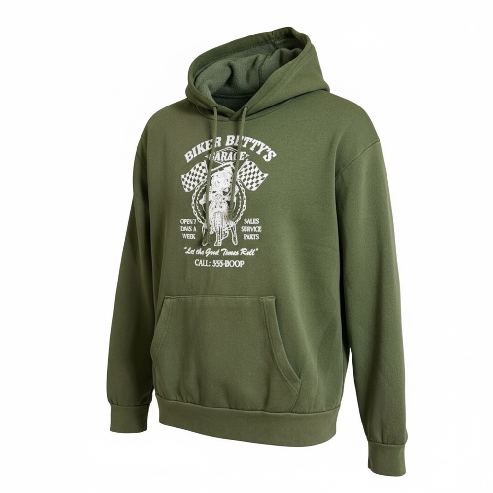 New Fleischer Studios Womens‎ M Biker Bettys Garage Hoodie Sweatshirt Pullover
